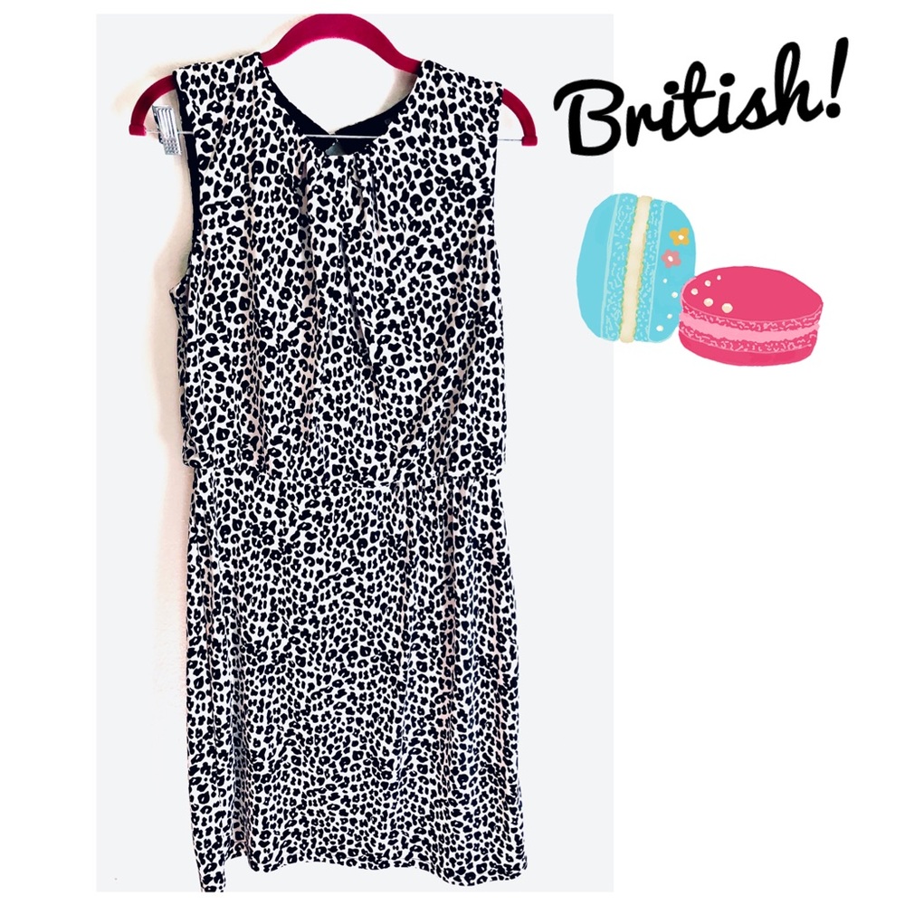 BRITISH!🇬🇧Animal Print Sleeveless Gathered Waist Trending Dress Size 10👗